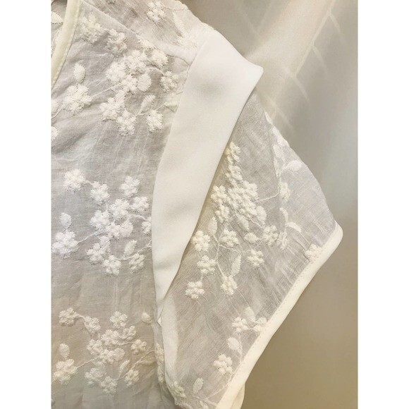Pleione Embroidered Cotton Crinoline Cap sleeve blouse size Lg - Picture 6 of 6